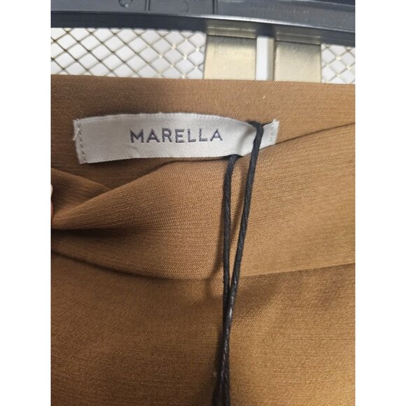 Marella Women's Color Block Skirt Sz 6 Wool Blend Tan/Red Academia Designer NWT - Picture 4 of 7